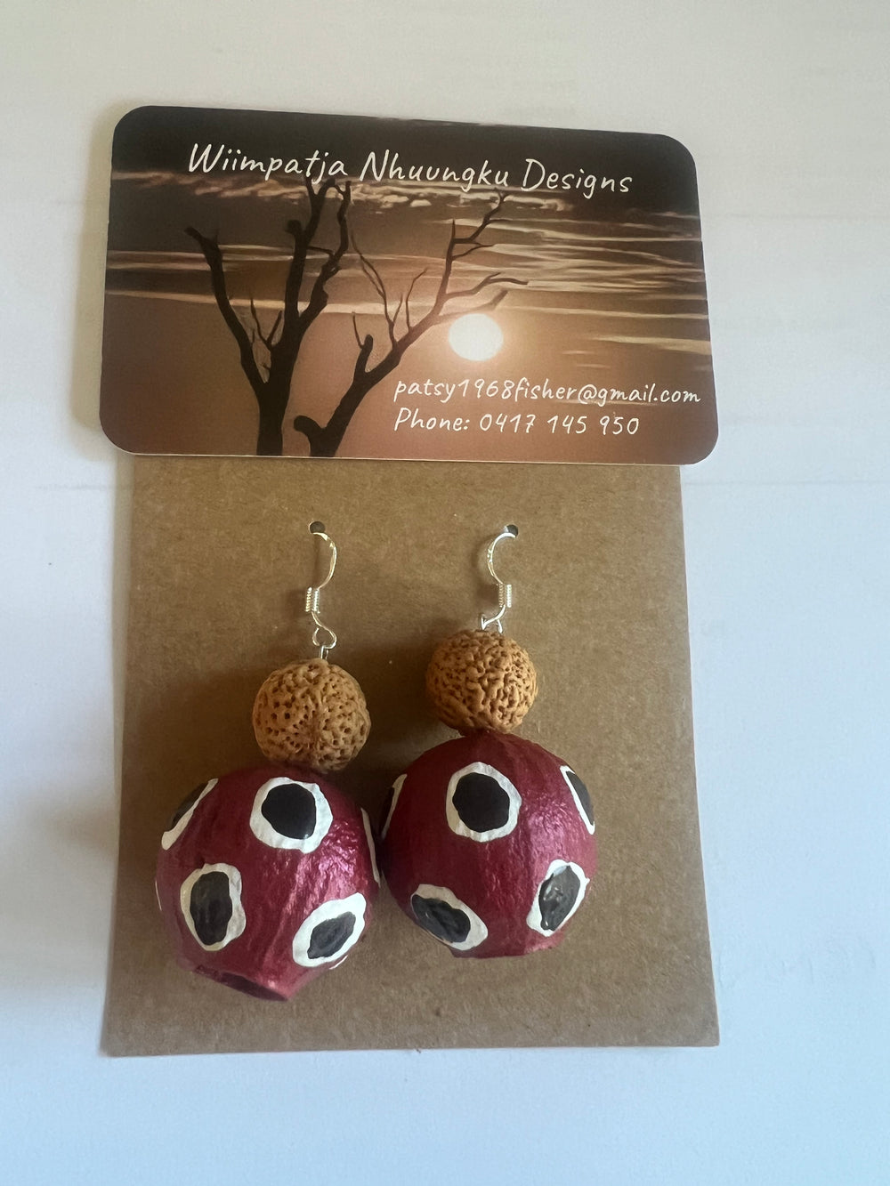 Wiimpatja Nhuungku Designs Gum Nut& Quandong Earrings