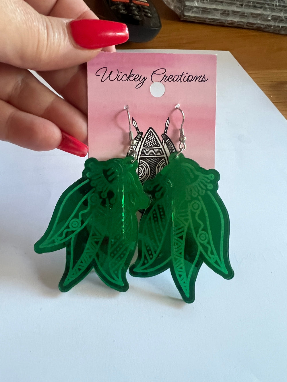 Wickey Creations Boomerang Wooden Earrings