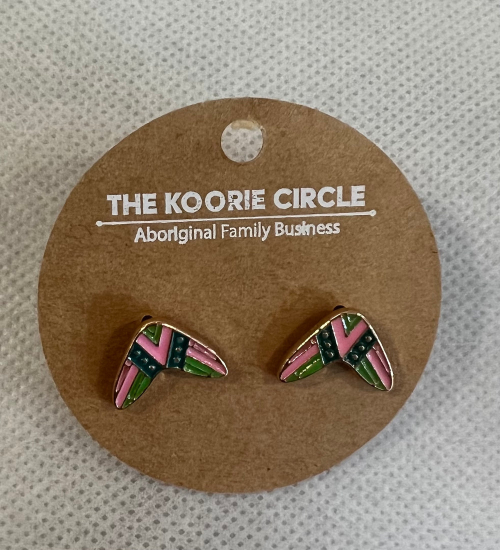 The Koorie Circle Enamel Boomerang Studs