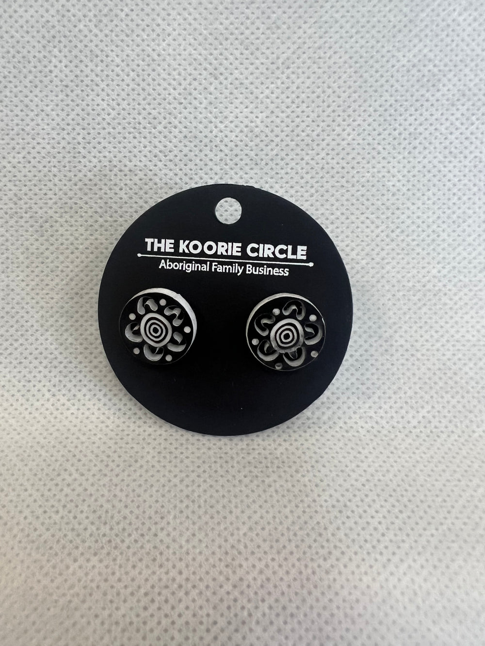 The Koorie Circle Campfire Studs - Black and White