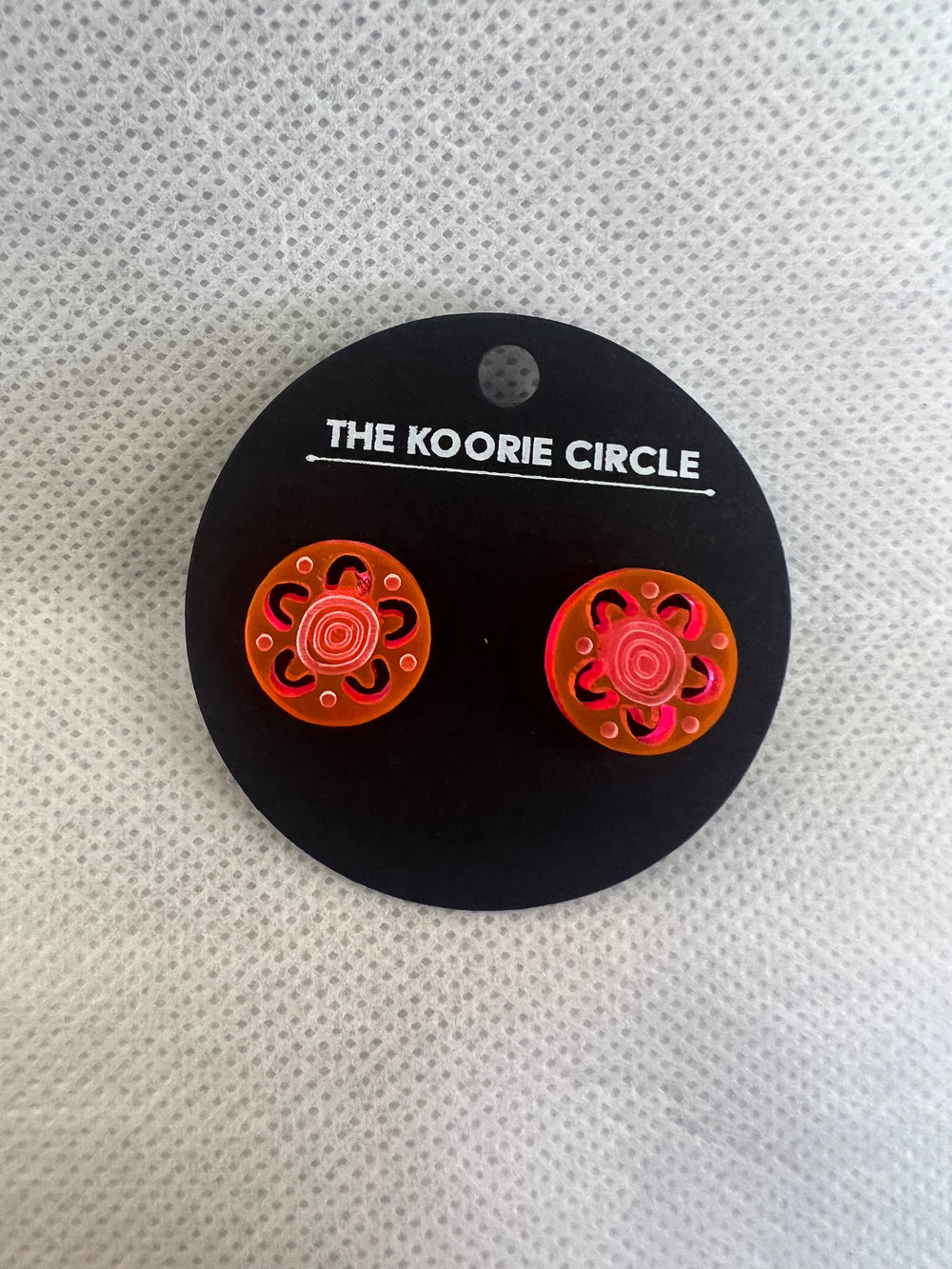 The Koorie Circle Campfire Studs - Fluro Orange Pink
