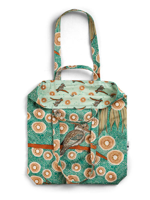 Aboriginal Kookaburra Double Handled Tote Bag