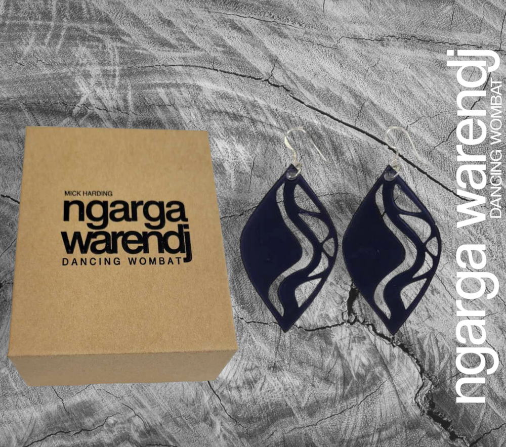 Ngarga Warendj Mountain & Rivers Earrings Translucent Black