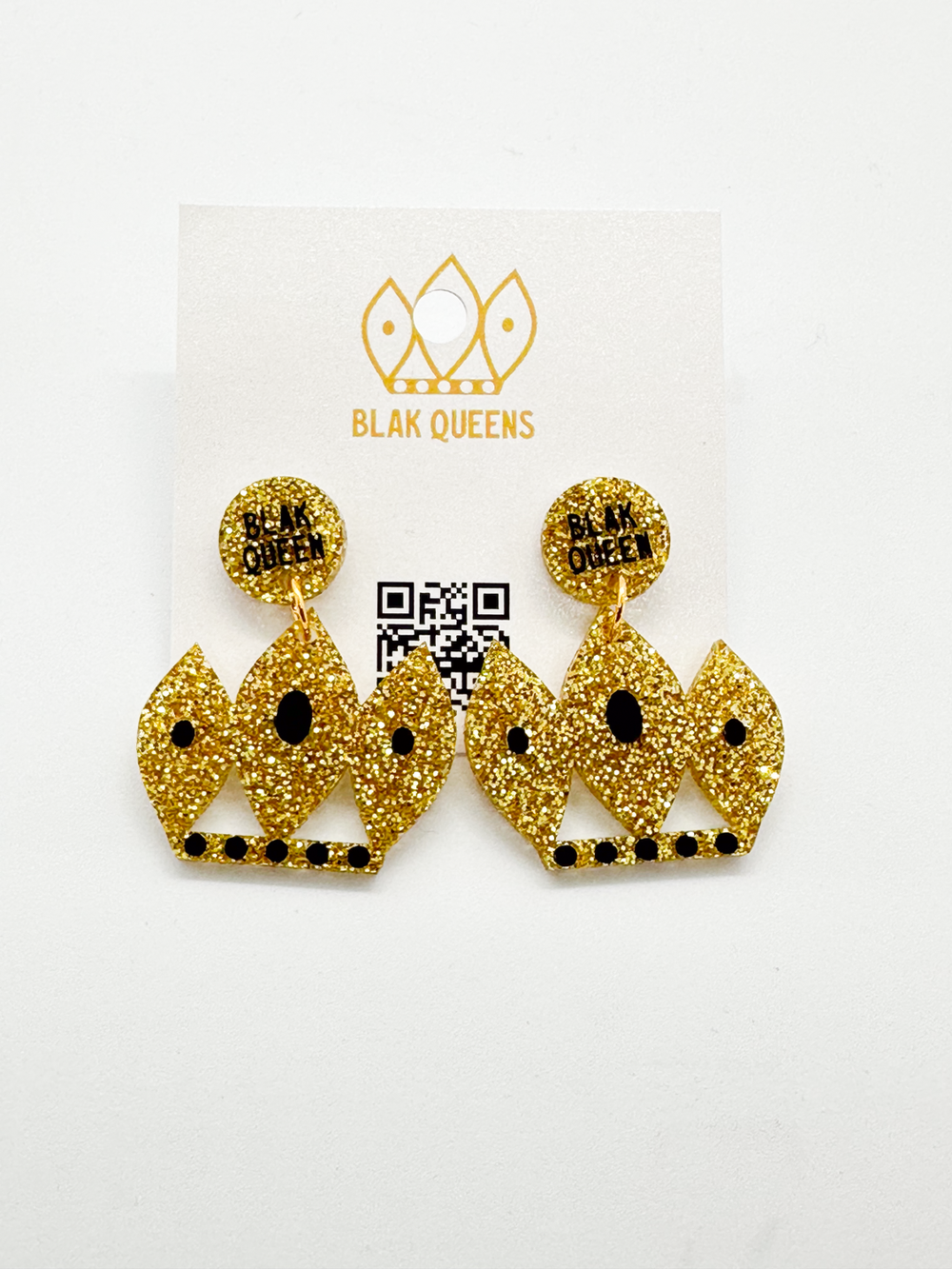 Blak Queens Acrylic sparkly earrings