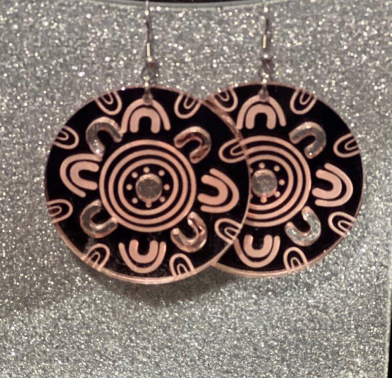 Wickey Creations Acrylic Rose Gold Mirror Meeting Ground Earrings