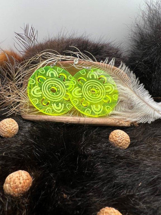 Wickey Creations Acrylic Fluorescent Meeting Ground Earings
